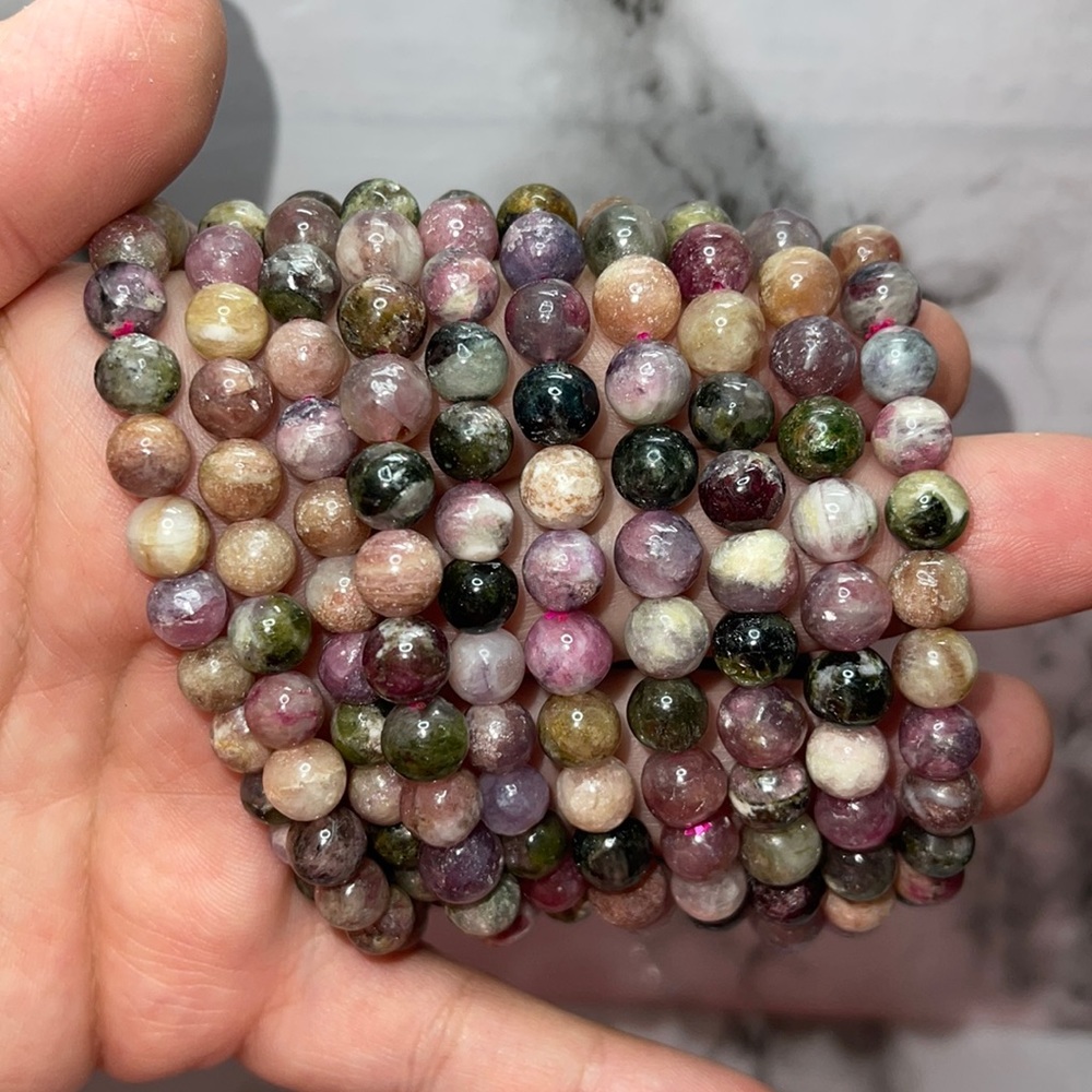 Watermelon Tourmaline Crystal Bracelet, Crystal Bracelet, Crystal Jewelry